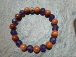 Amethyst Armband mit Holzkugeln, 17.5cm (Lup22)